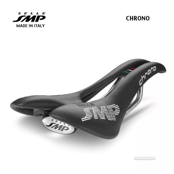 Yên Xe Đạp Ý Selle SMP Chrono Đen - Kích Thước 250x124mm, Vỏ Polypropylene Copolymer